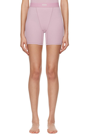 Purple Cotton Rib Boxer Shorts