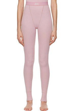 Purple Cotton Rib Leggings