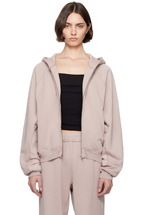 Taupe French Terry Relaxed Zip Up Hoodie