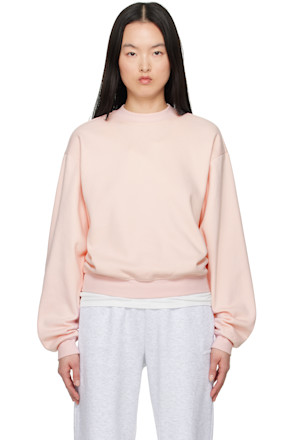 Pink Cotton Fleece Classic Crewneck Sweatshirt