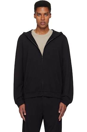 Black Jersey Lounge Zip Up Hoodie