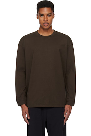 Brown Heavyweight Cotton Relaxed Long Sleeve T-shirt