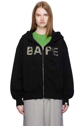 Black ABC Camo Crystal Logo Wide Zip Hoodie