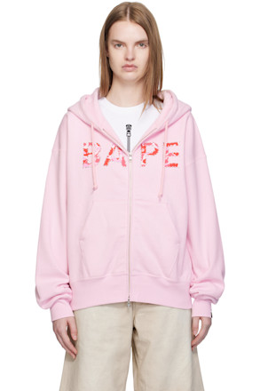 Pink ABC Camo Crystal Logo Wide Zip Hoodie