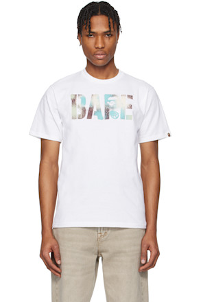 White Map Camo Stencil 'BAPE' Logo T-shirt