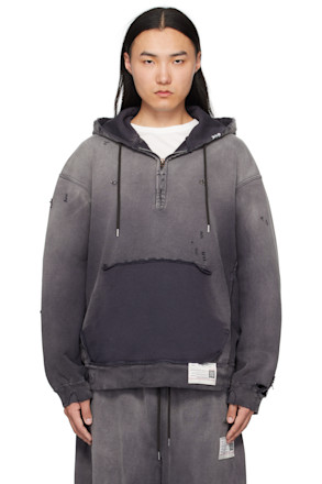 Black Sun Faded Half Zip-Up Hoodie