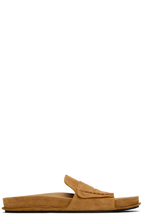 Tan Suede Loafer Sandals