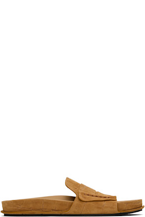 Tan Suede Loafer Sandals