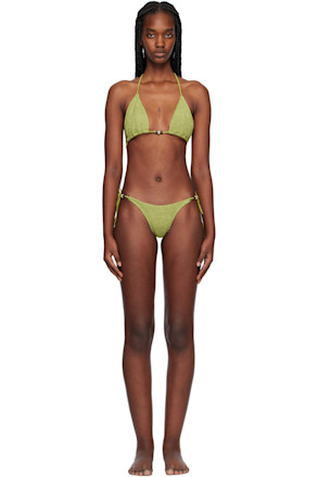 Green Beaded Ingrid Triangle & Beaded Tie Side Vista Bikini