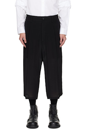 Black Tucked Seam Wide Trousers