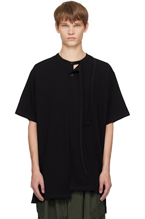 Black Single Jersey Binder Henley