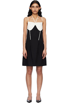 Black & Off-White Blocked Camisole Minidress