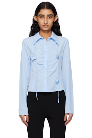 Blue Corsage Shirring Shirt