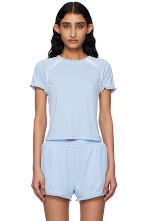 Blue Frill Backless T-shirt