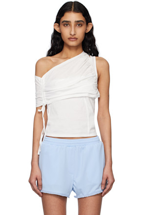 Off-White Shirring One Shoulder Top