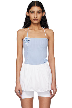 Blue Crochet Knit Tube Top