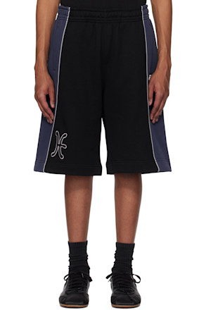Black & Blue Paneled Shorts