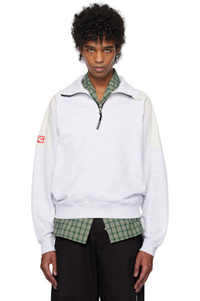 Gray & Beige Half Zip-Up Sweatshirt