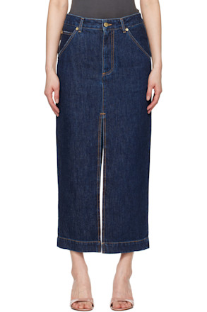 Blue Erika Denim Midi Skirt