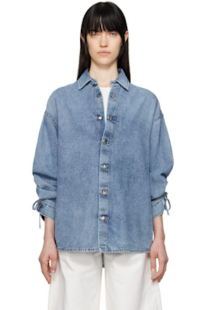 Blue Keanu Tencel Denim Rouche Shirt