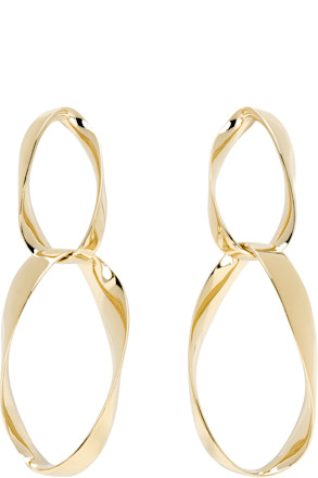 Gold Long Twisted Earrings