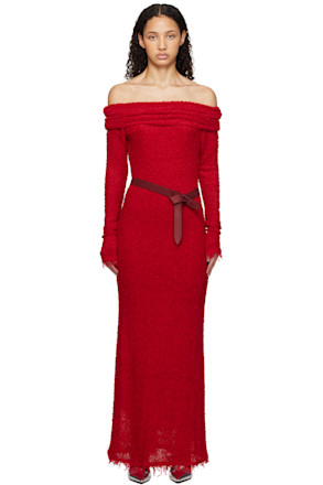 Red Ormany Bouclé Maxi Dress