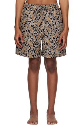 Black & Brown Paisley Swim Shorts