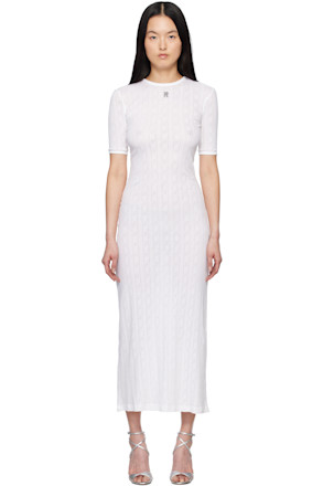 White Pointelle Short Sleeve Maxi Dress