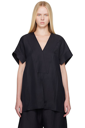 Navy Circe Linen Top