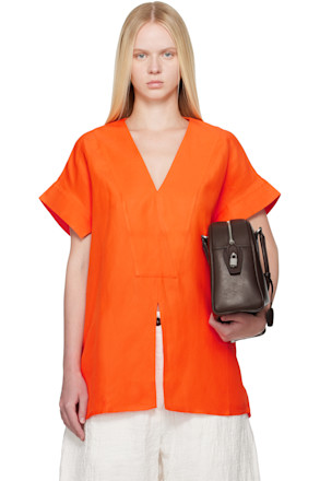 Orange Circe Linen Top