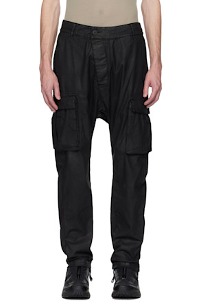 Black Coated Object Cargo Pants