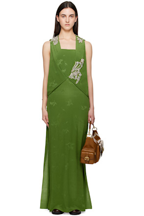 Green Sleeveless Drape Midi Dress