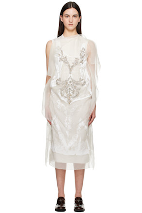 Off-White Asymmetric Cocktail Midi Dress