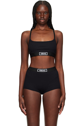 Black Bio Cotton Rib Bra