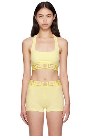 Yellow Greca Border Scoop Bra