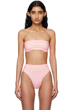 Pink Graphic Bikini Top