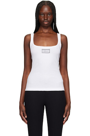 White Rib & Embroidery Patch Tank Top