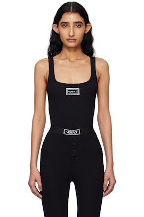 Black 90s Vintage Logo Ribbed Tank Top
