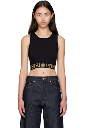 Black Greca Border Tank Top