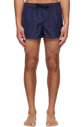 Navy Embroidered Medusa Swim Shorts