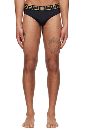 Black Greca Border Swim Briefs