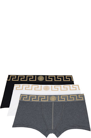 Three-Pack Multicolor Greca Border Boxer Briefs