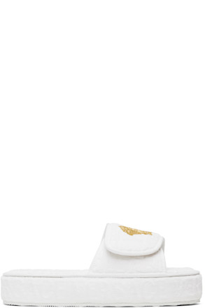 White 'Versace' Allover Slippers