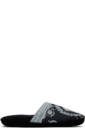 Black & Gray 'I Heart Baroque' Slippers