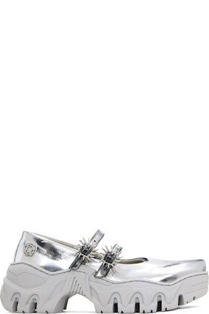 SSENSE Exclusive Silver MJ Ballerina Flats