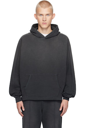 Black Stepped Hem Hoodie