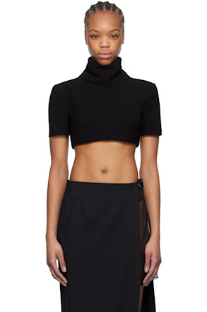 Black Crêpe Cropped Top