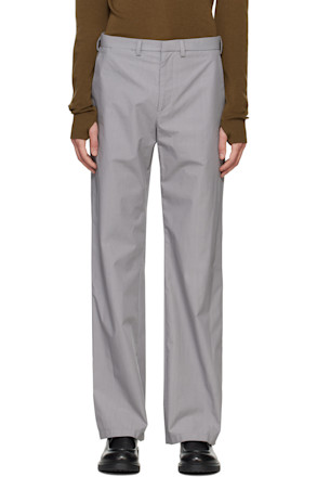 Gray Popeline Waxed Trousers