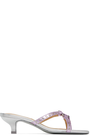 Silver & Pink Spy Kitten Heeled Sandals