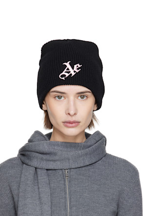 Black 'AE' Waffle Beanie